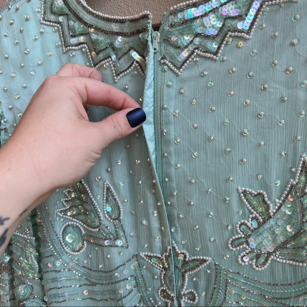 Vintage Odeon Beaded Sequin Silk Lined Blouse - Picture 6 of 12